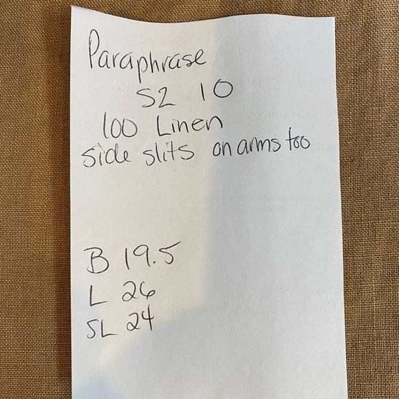 PARAPHRASE Women's 10 Tan 100% linen lagenlook neutral tunic long Sleeve Top - Picture 7 of 7